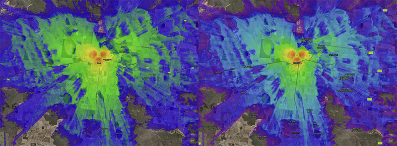 before vs after gradient changes of 4G signal