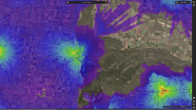 Telstra signal propagation between farmland and forest