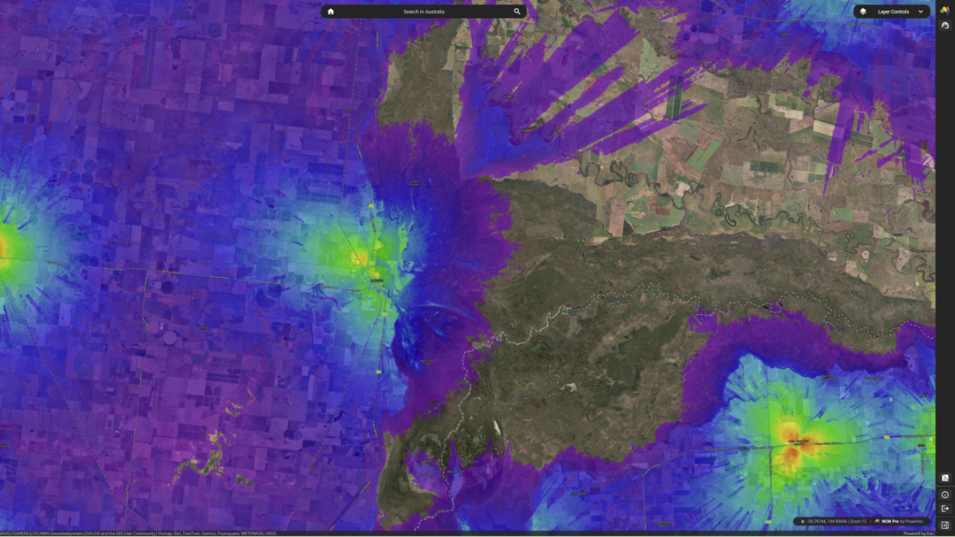 Telstra signal propagation between farmland and forest