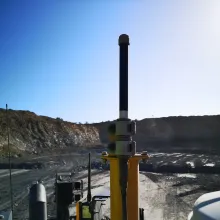 Mobilemark 3 dBi WiFi antenna mounted on Caterpillar dozer