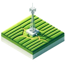 radio tower in a field isometric illustration