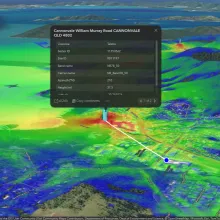 3D view showing path profile for Telstra 5G to in-building
