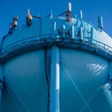 Sector antennas mounted on a water tower