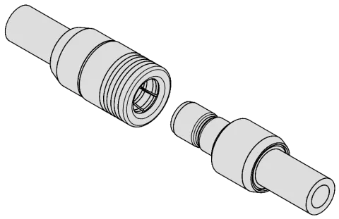 Snap-on coupling mechanism RF connectors