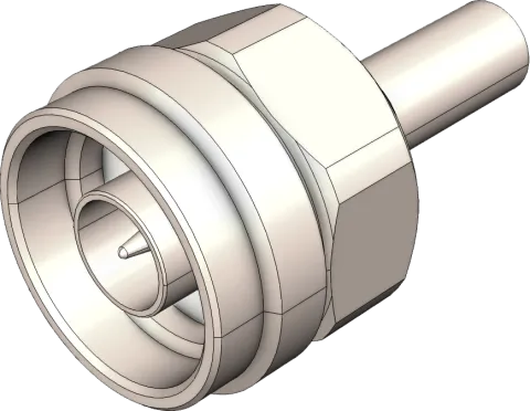 3D view of an N Male coaxial connector