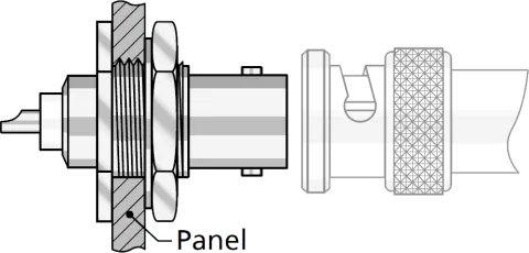 Bulkhead rear mount RF connector