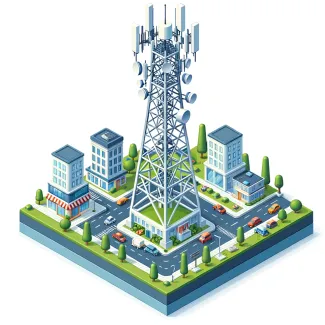 Isometric cell tower graphic 5G base station