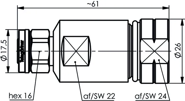 Telegärtner 2.2-5 Male Connector for 1/2" Corrugated Cable, SIMFix Po, Screw Type, G23 (1/2" Flex)