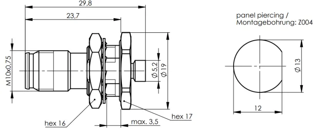 NEX10 Female Bulkhead 100025590 CAD Drawing