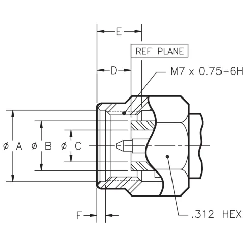 2.4mm precision RF connector male plug CAD drawing