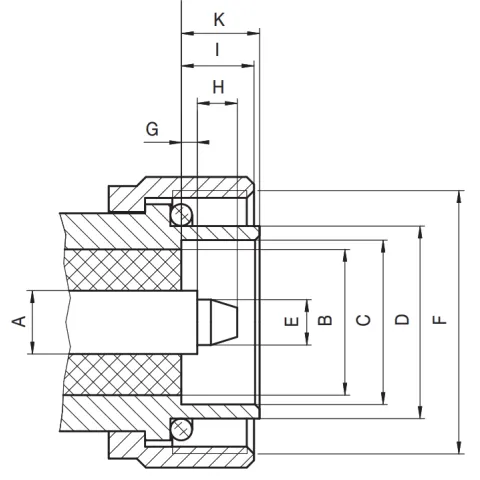 7/16 DIN RF connector male plug CAD drawing
