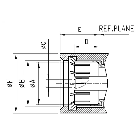 BMA female socket RF connector CAD interface drawing