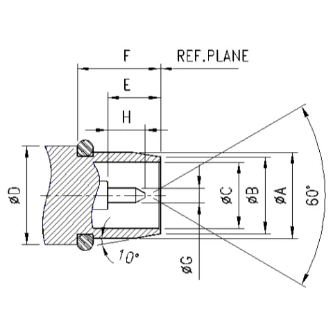 BMA male plug RF connector CAD interface drawing