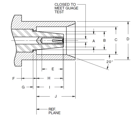 BMZ female jack RF connector CAD interface drawing