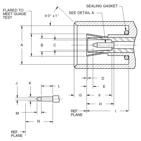 BMZ male plug RF connector CAD interface drawing