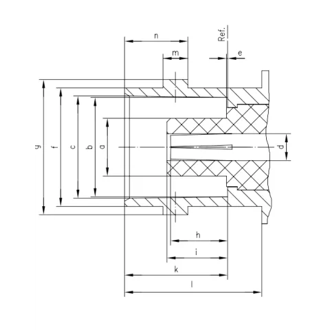 BNC female RF connector CAD interface drawing