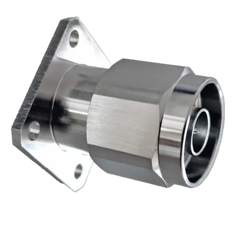N Male connector with four hole flange mounting