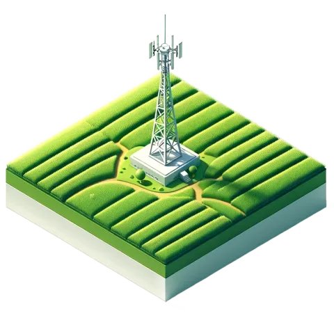 radio tower in a field isometric illustration