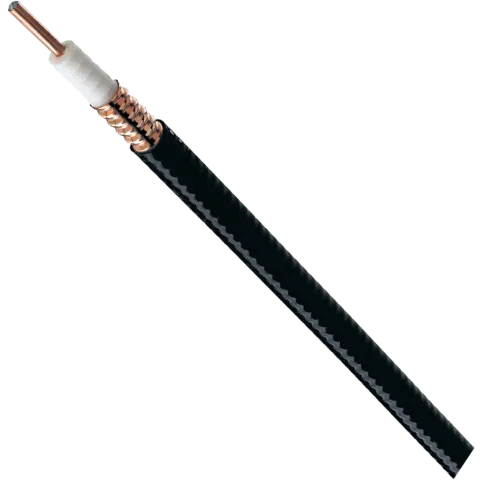 CommScope LDF4-50, HELIAX(r) Low Density Foam Coaxial Cable, corrugated copper, 1/2 in, black non-halogenated, fire retardant polyolefin jacket - 250m - Main Image