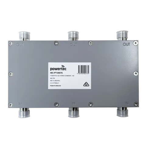 Powertec 3x3 Hybrid Combiner, 698 to 3800 MHz, 4.3-10 Female, -155 dBc - Main Image