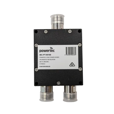 Powertec RF Power Divider 2-Way, 698 to 3800 MHz, N Female, Wilkinson, 22dB isolation - Main Image
