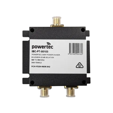 Powertec RF Power Divider 2-Way, 698-3800MHz, SMA Female, Wilkinson, 22dB isolation - Main Image