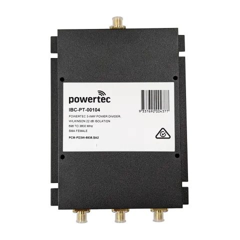 Powertec RF Power Divider 3-Way, 698 to 3800 MHz, SMA Female, Wilkinson,  22dB isolation - Main Image