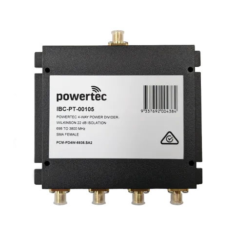 Powertec RF Power Divider 4-Way, 698-3800MHz, SMA Female, Wilkinson, 22dB isolation - Main Image