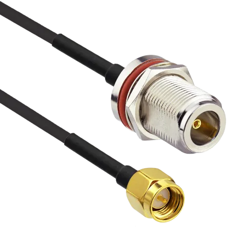 L-100 Patch Cable, SMA Male to N Female Bulkhead, 15cm - Main Image