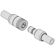 Snap-on coupling mechanism RF connectors