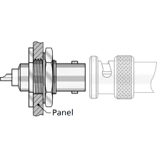 Bulkhead rear mount RF connector