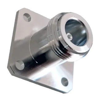 N Female flange connector, four hole mounting