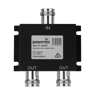 Powertec RF Power Divider 2-Way, 698 to 3800 MHz, 4.3-10 Female, Wilkinson - Main Image