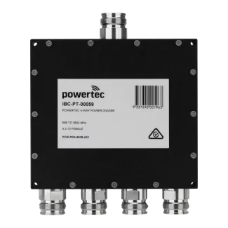 Powertec RF Power Divider, 4-Way, 698 to 3800 MHz, 4.3-10 Female, Wilkinson - Main Image