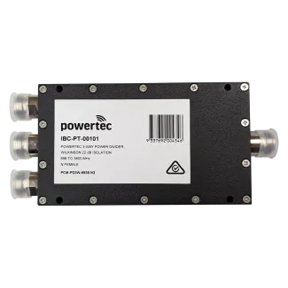 Powertec RF Power Divider 3-Way, 698 to 3800 MHz, N Female, Wilkinson, 22dB isolation - Main Image