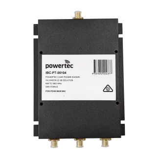 Powertec RF Power Divider 3-Way, 698 to 3800 MHz, SMA Female, Wilkinson,  22dB isolation - Main Image