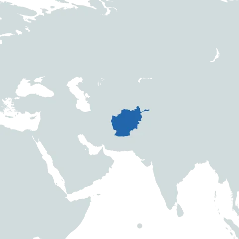 Afghanistan on the world map